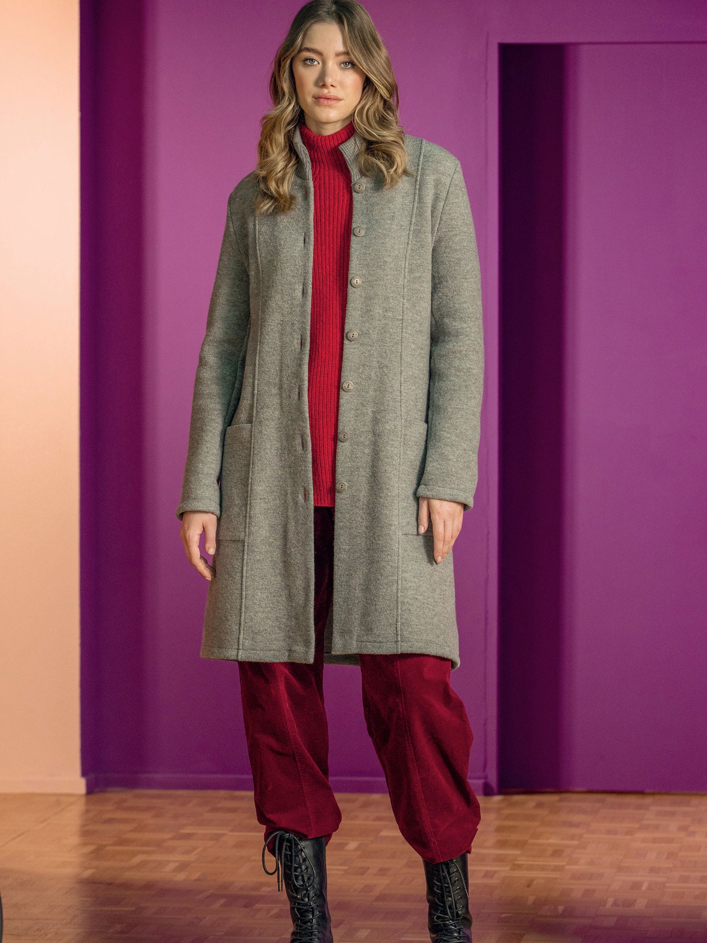 Naturalmente Damen Perlfang-Pullover Wolle