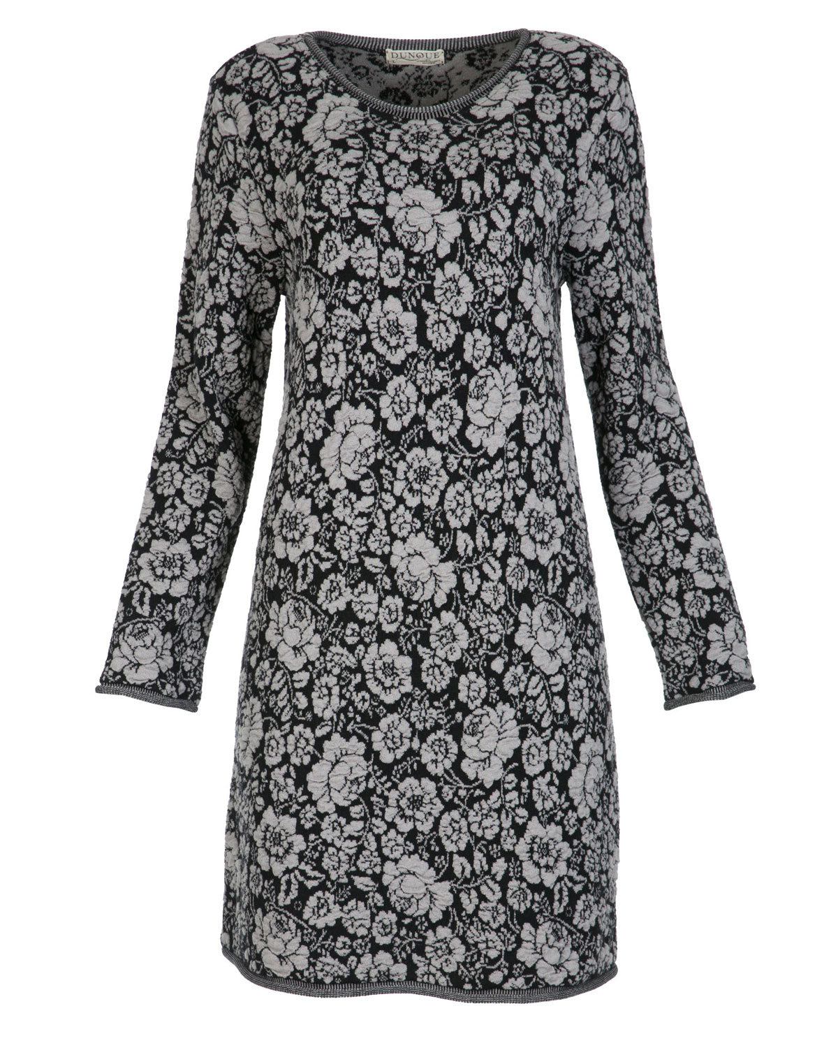 Dunque Jacquard Kleid Rosenmuster kbT-Merinowolle Bio Baumwolle