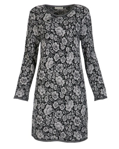 Dunque Jacquard Kleid Rosenmuster kbT-Merinowolle Bio Baumwolle