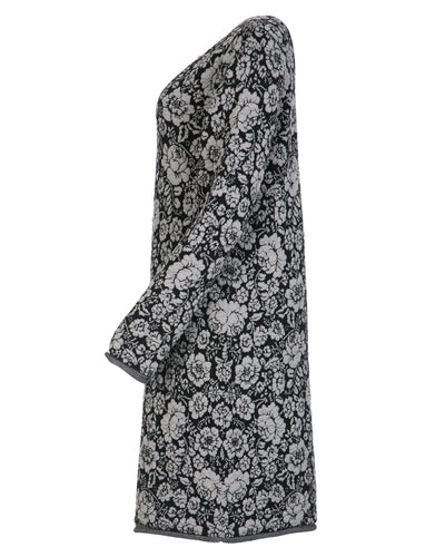 Dunque Jacquard Kleid Rosenmuster kbT-Merinowolle Bio Baumwolle