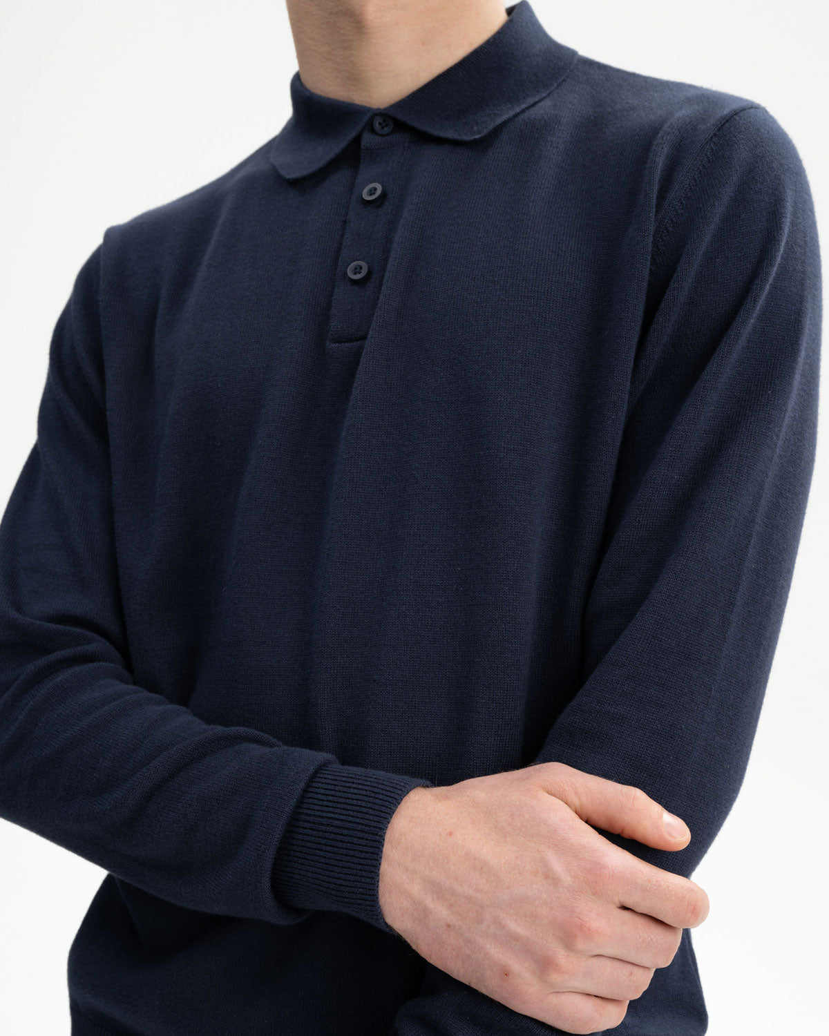 Mela Herren Langarm Strick Poloshirt Baumwolle Bio