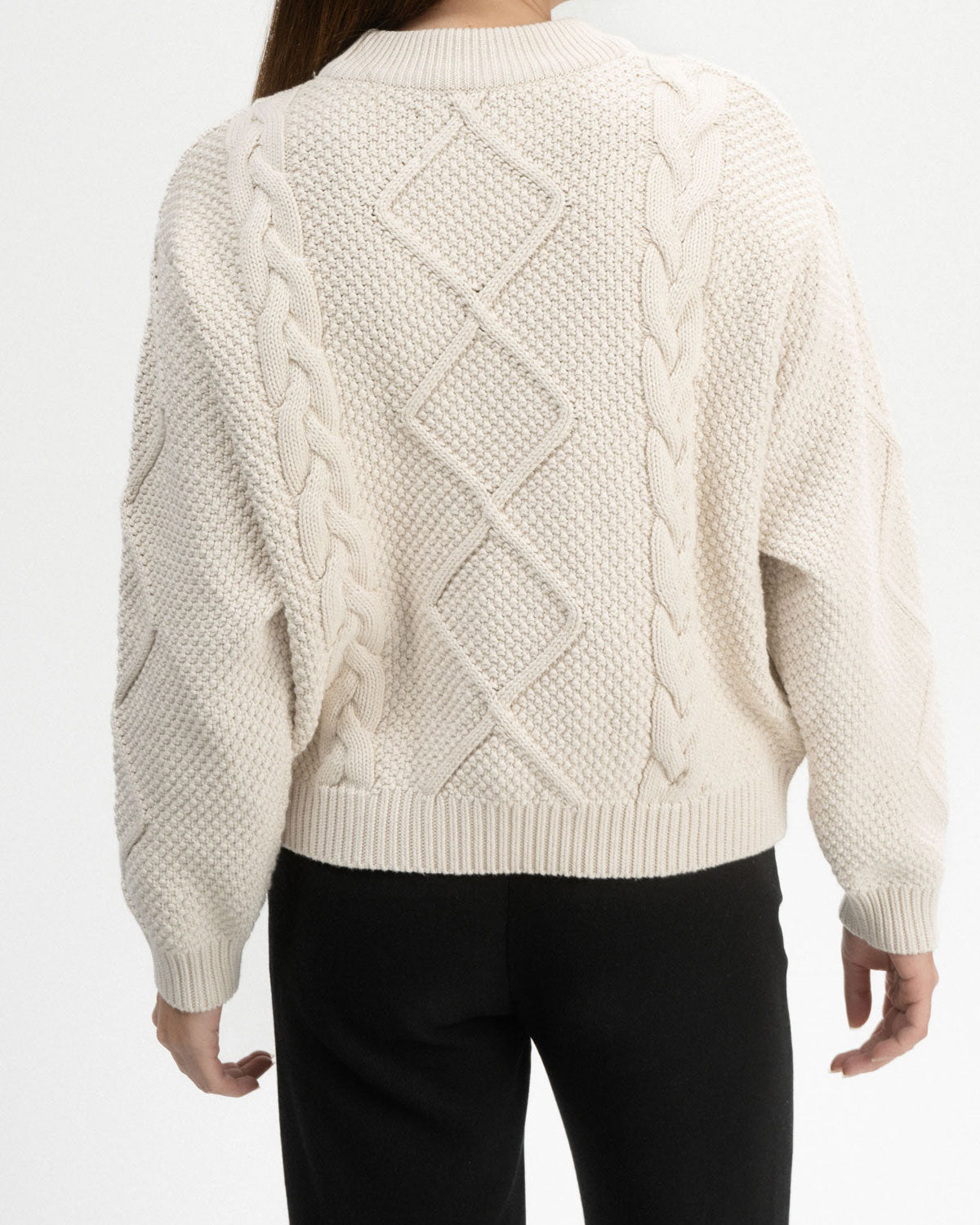Mela Damen Zopfmuster Strickpullover Bio Baumwolle