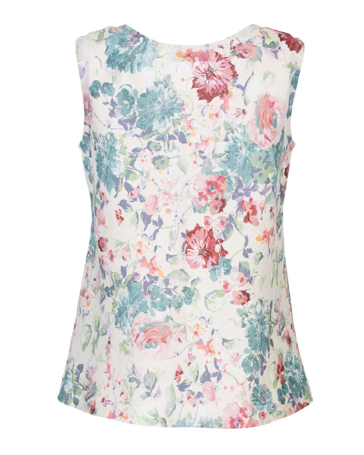 Naturalmente Damen-Leinen Top mit floralem Muster