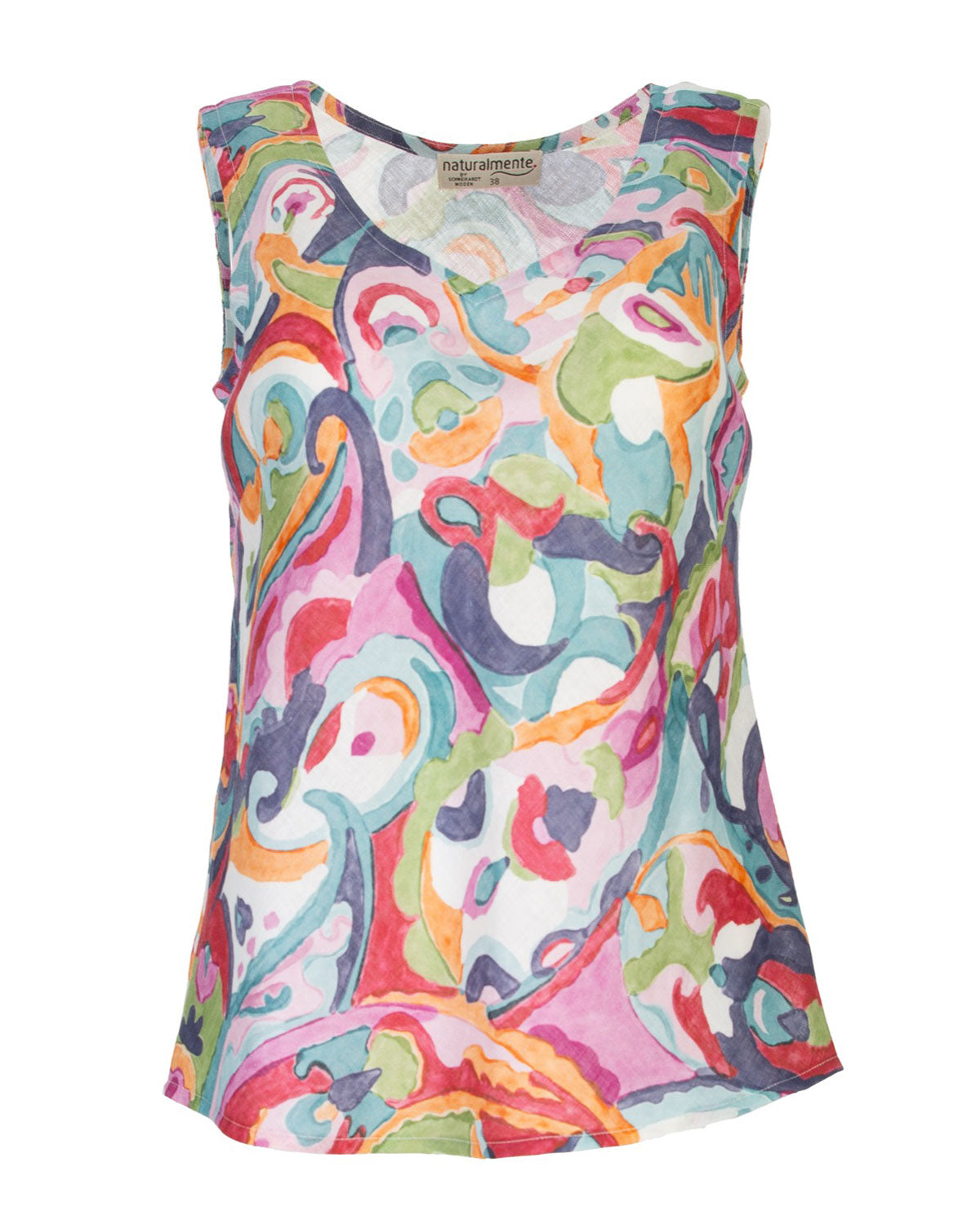 Naturalmente Damen-Leinen Top mit floralem Muster