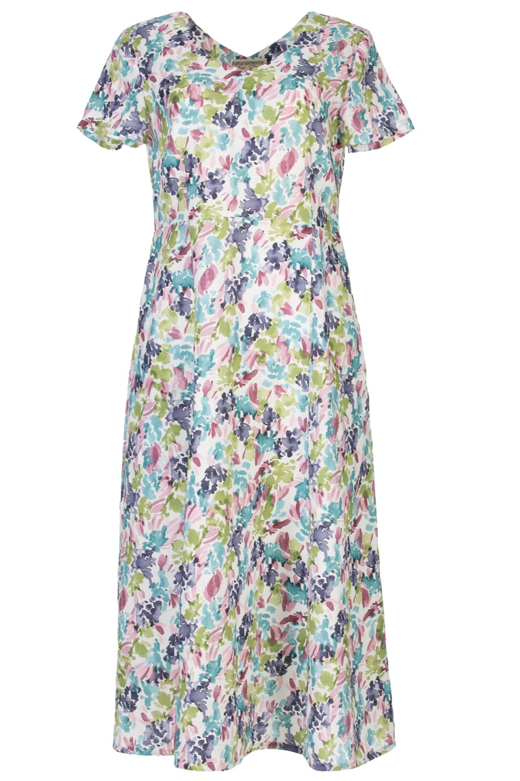 Naturalmente Damen-Leinenkleid mit floralem Muster