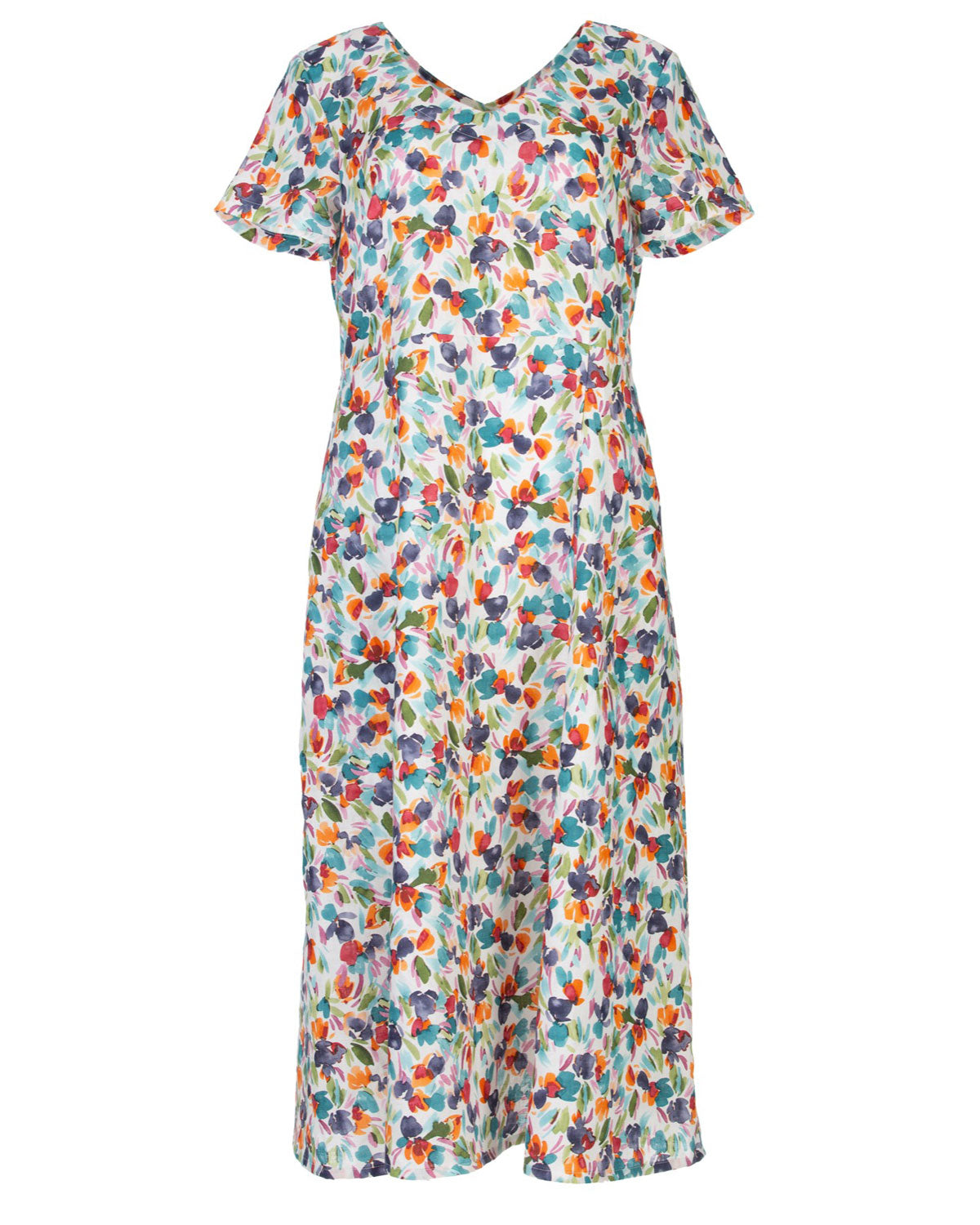 Naturalmente Damen-Leinenkleid mit floralem Muster