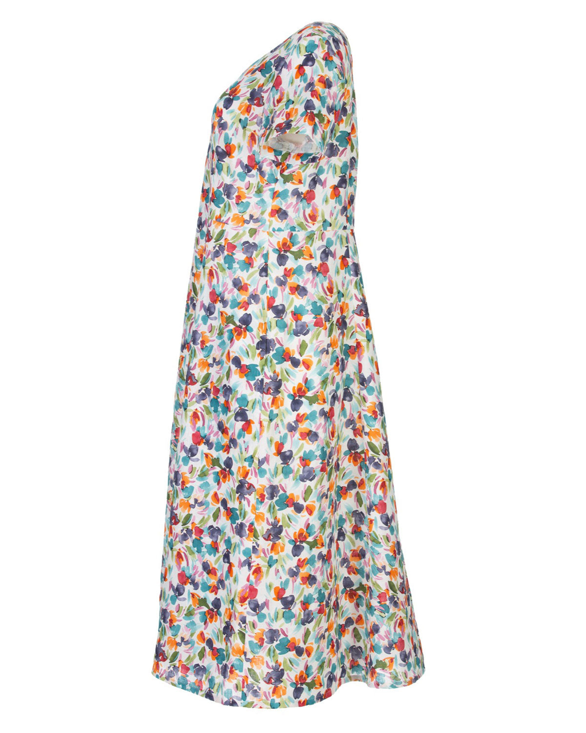 Naturalmente Damen-Leinenkleid mit floralem Muster