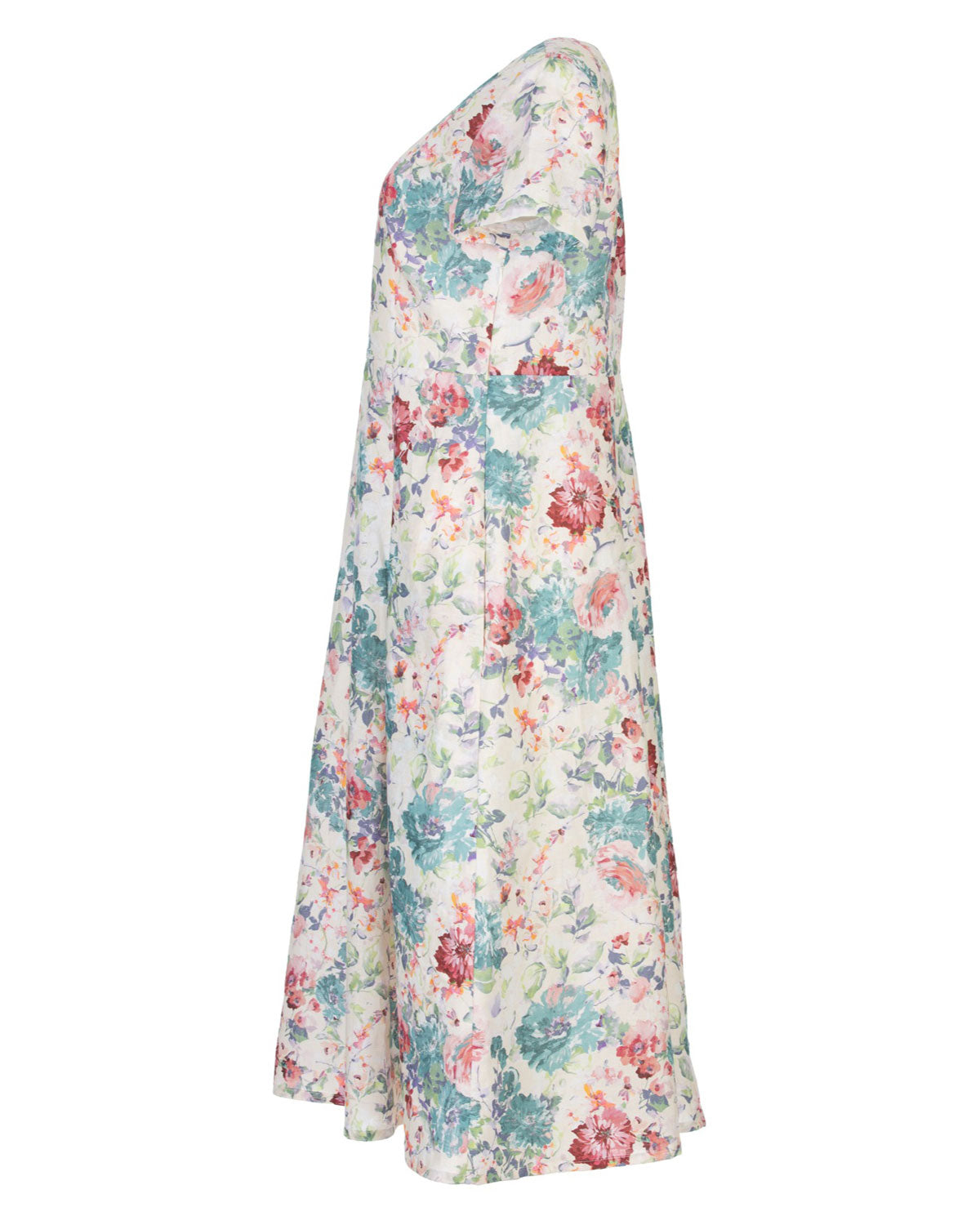 Naturalmente Damen-Leinenkleid mit floralem Muster