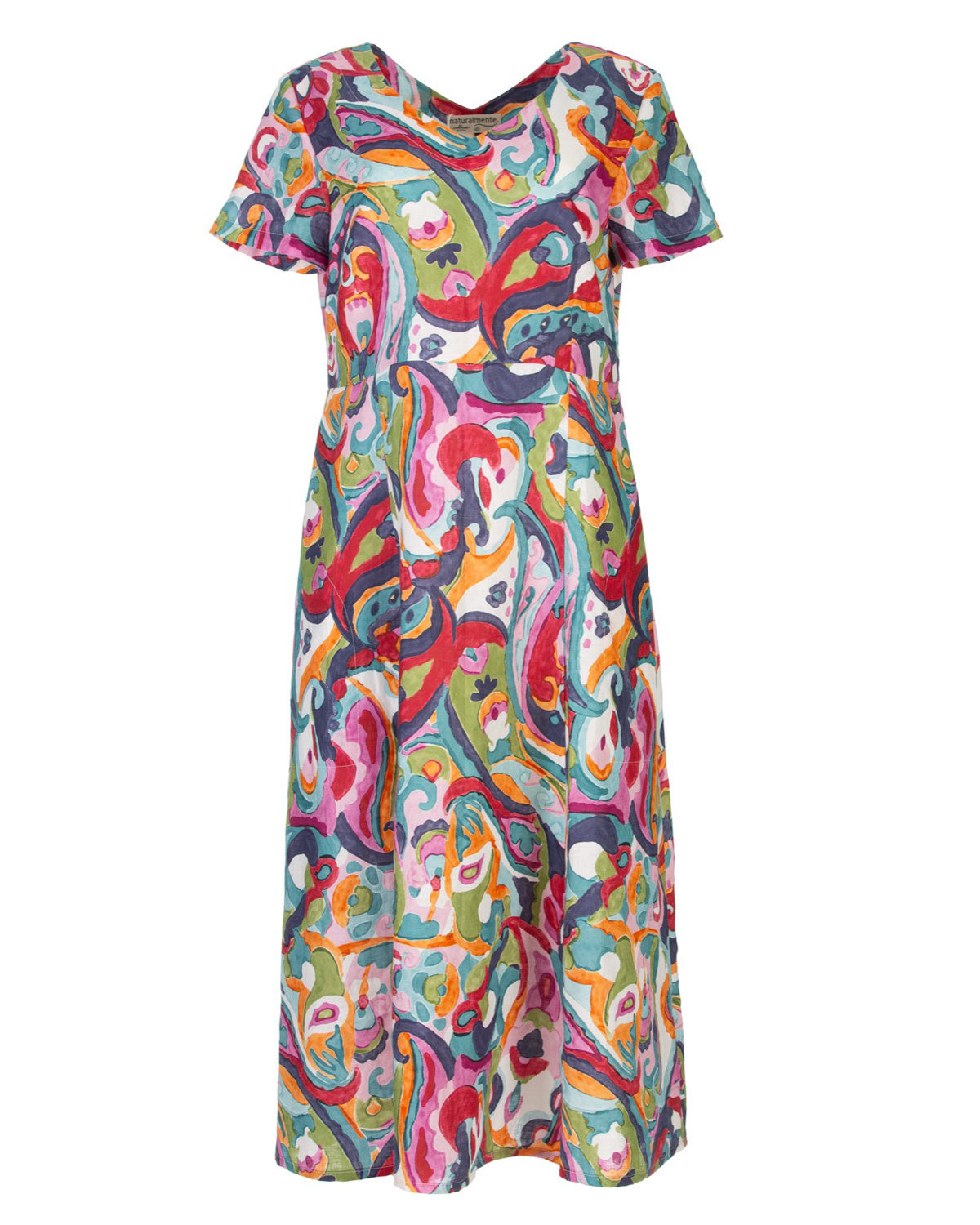 Naturalmente Damen-Leinenkleid mit floralem Muster