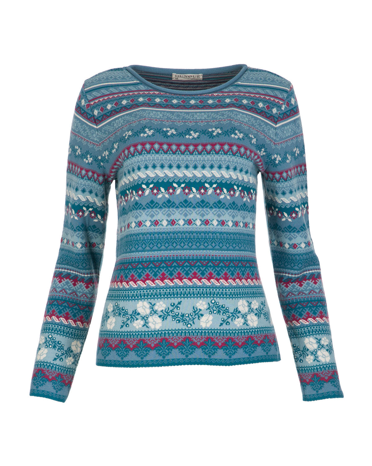 Dunque Damen Jacquard-Pullover Bio Baumwolle