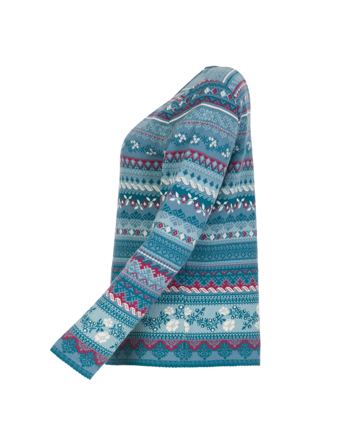 Dunque Damen Jacquard-Pullover Bio Baumwolle