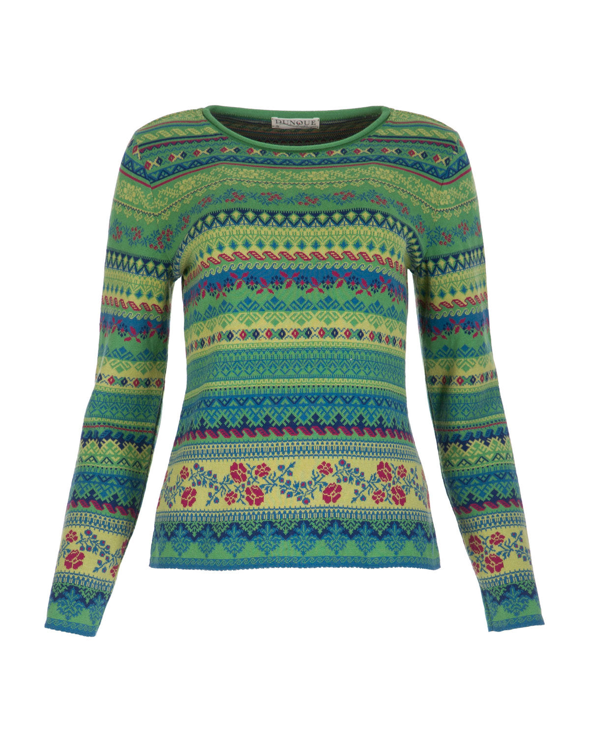 Dunque Damen Jacquard-Pullover Bio Baumwolle