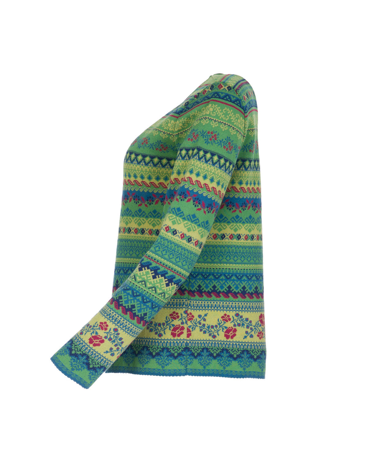 Dunque Damen Jacquard-Pullover Bio Baumwolle