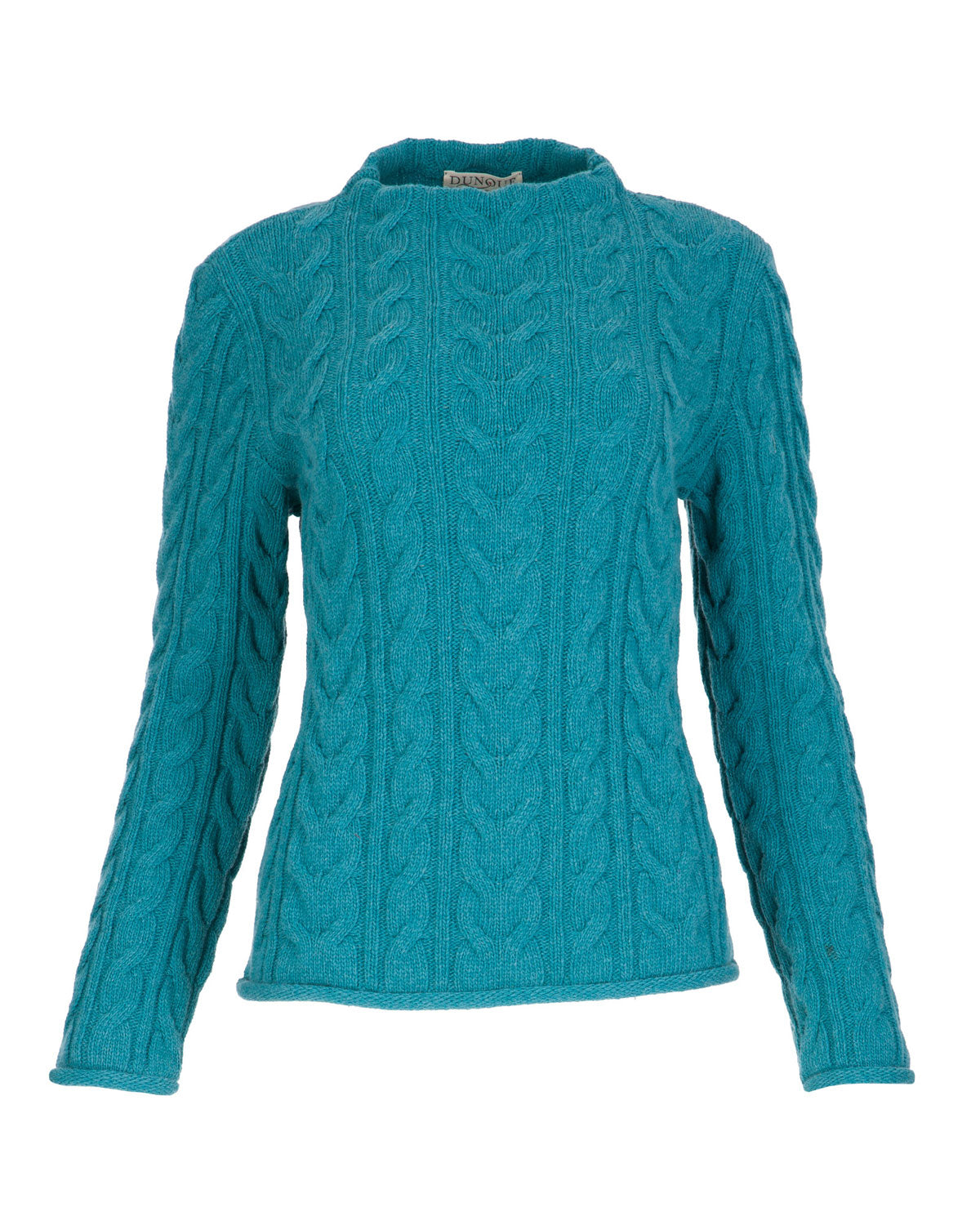 Dunque Damen Schurwolle Pullover Zopfmuster
