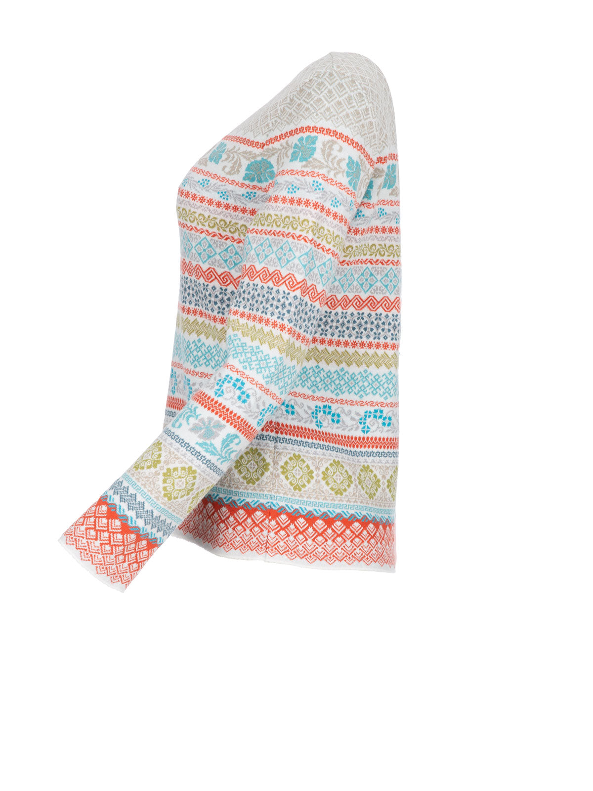 Dunque Damen Jacquard Strick-Pullover Bio Baumwolle