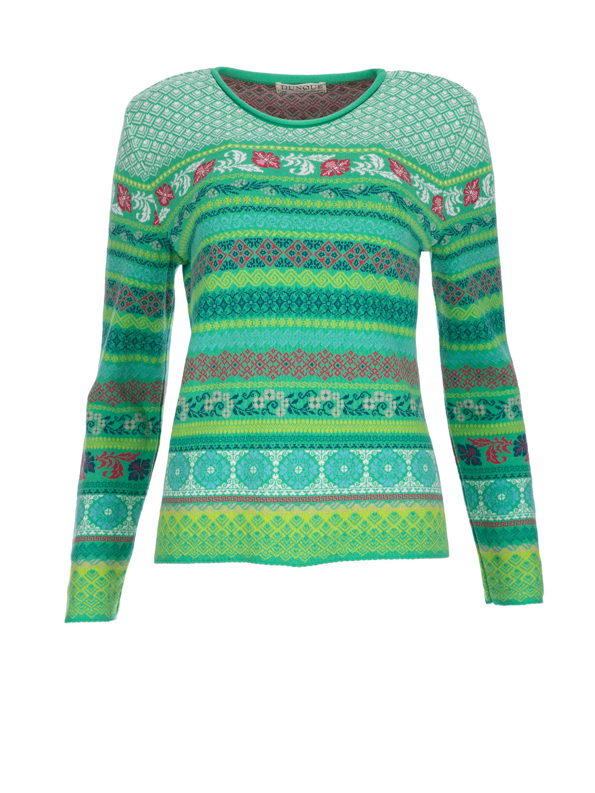 Dunque Damen Jacquard Strick-Pullover Bio Baumwolle