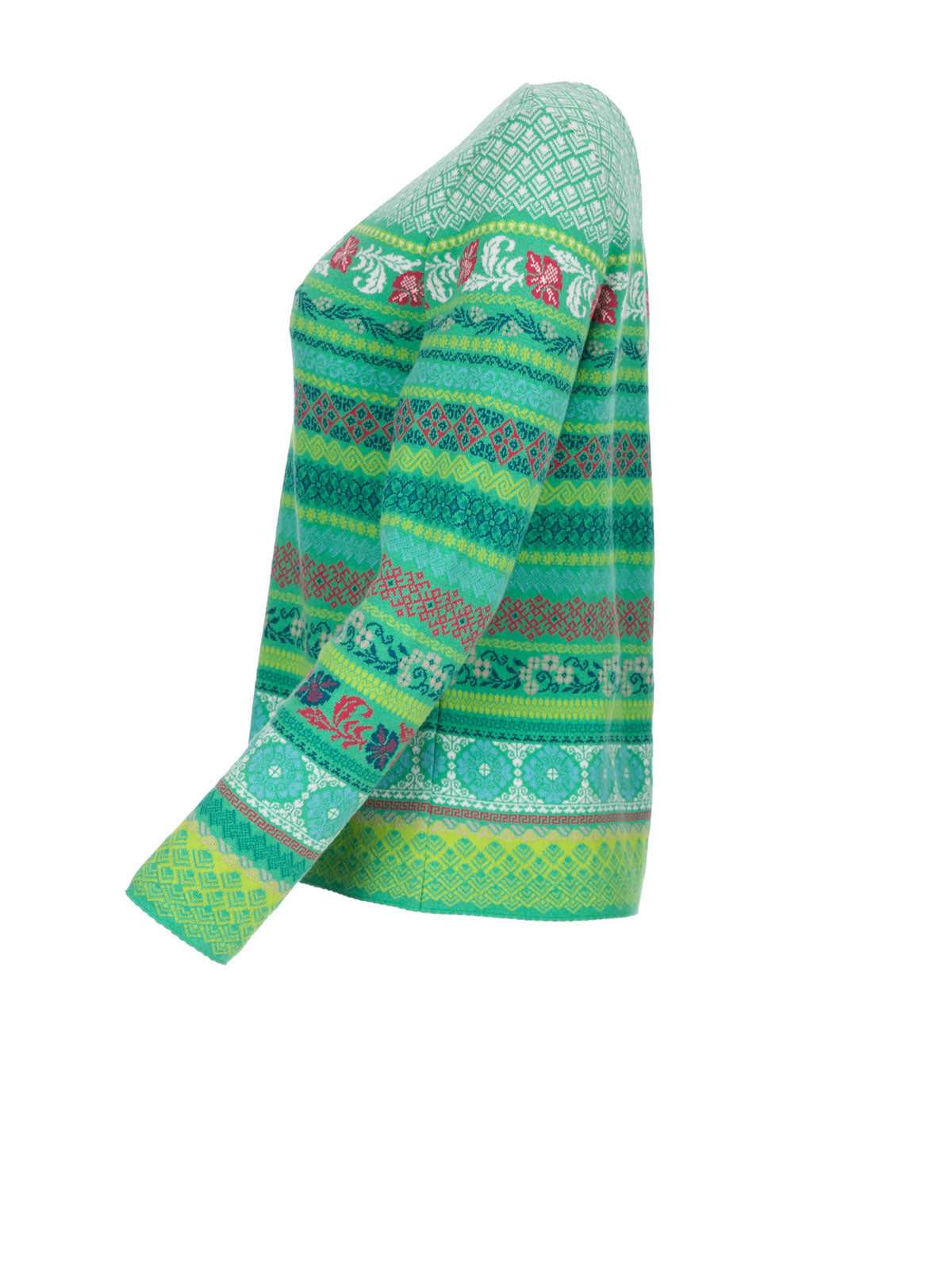 Dunque Damen Jacquard Strick-Pullover Bio Baumwolle