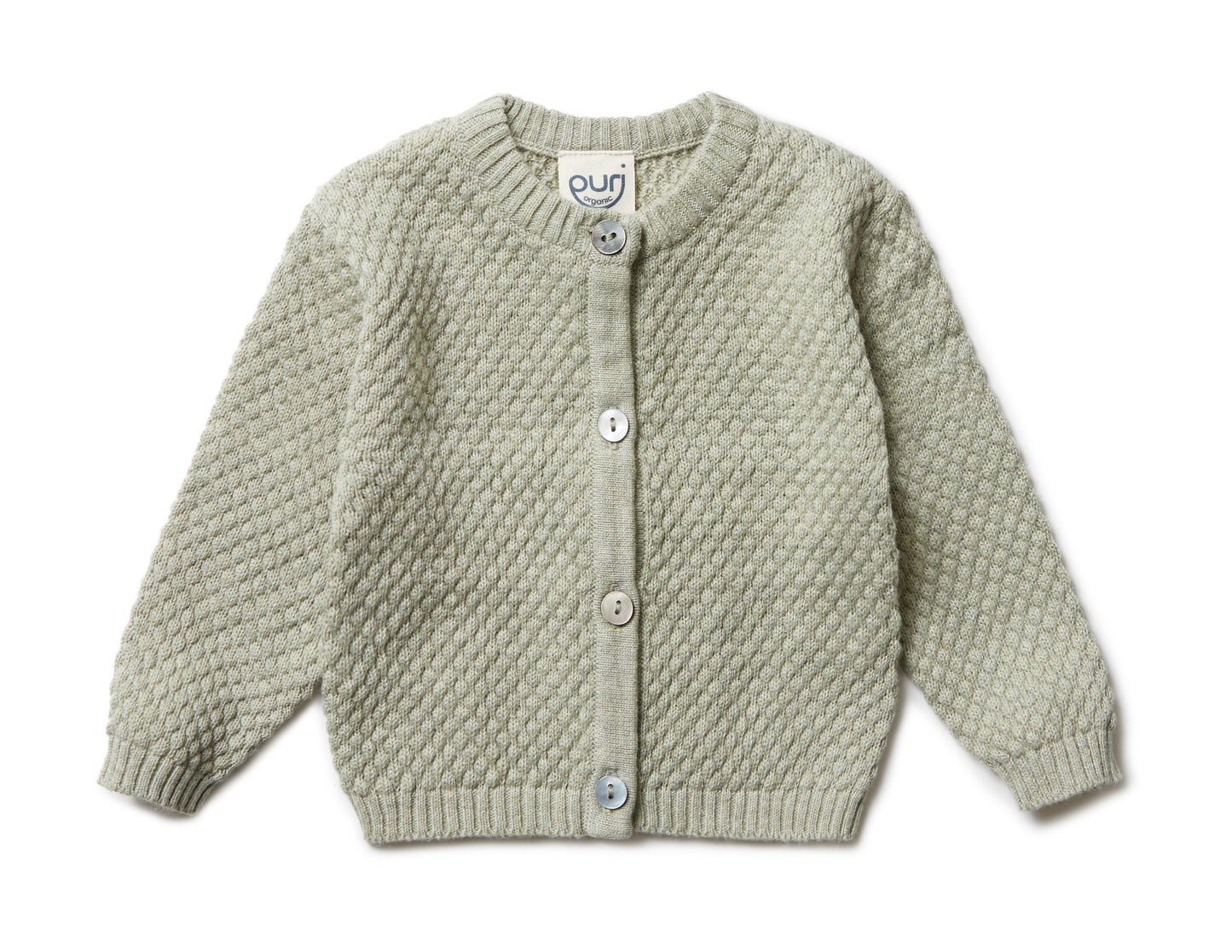 Puri Organic Baby Strick Jacke Popcorn Bio Baumwolle Leinen