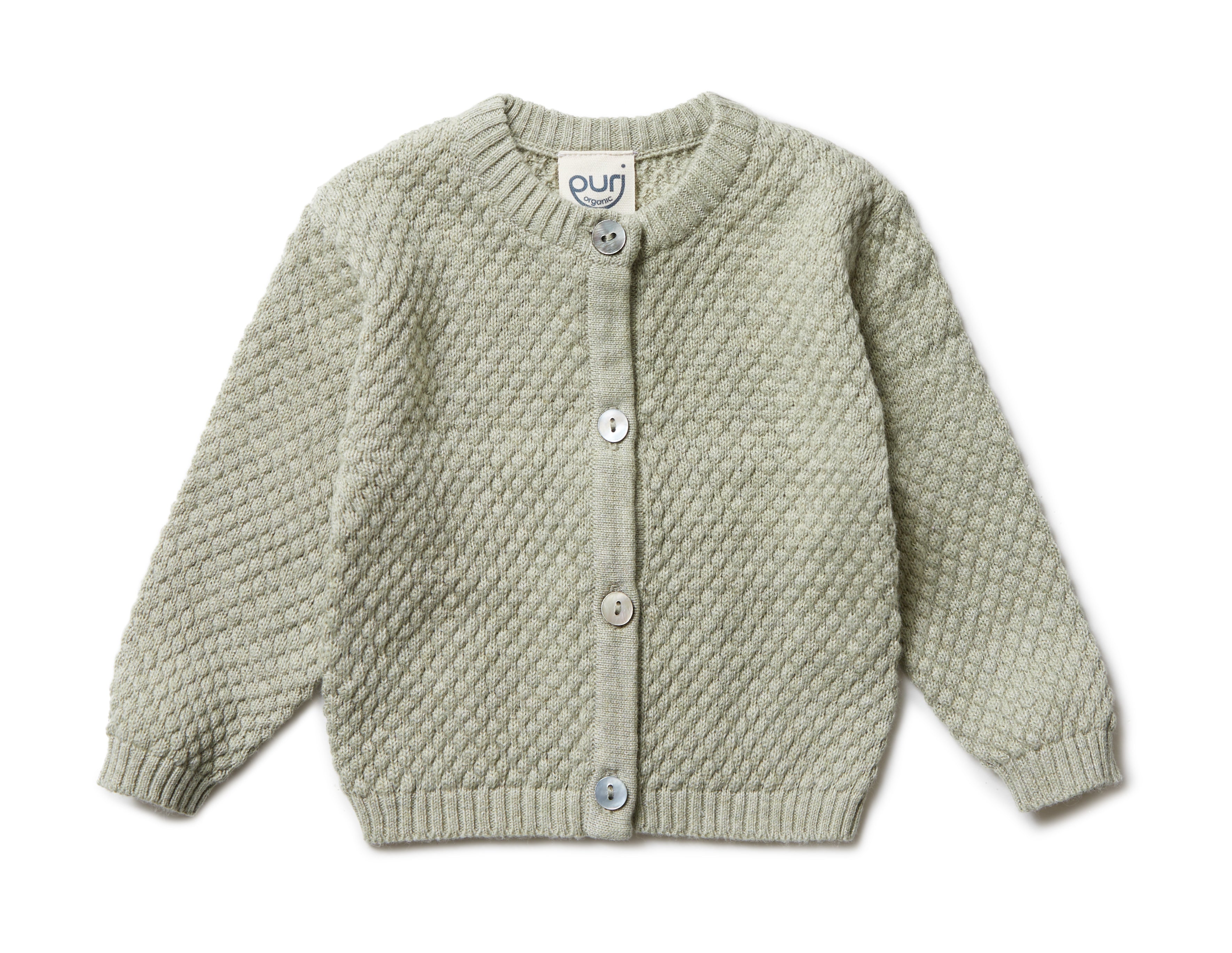 Puri Organic Baby Strick Jacke Popcorn Bio Baumwolle Leinen