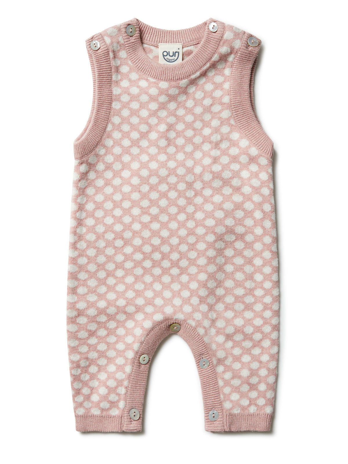 Puri Organic Baby Strick Strampler Tupfen Bio Baumwolle Seide