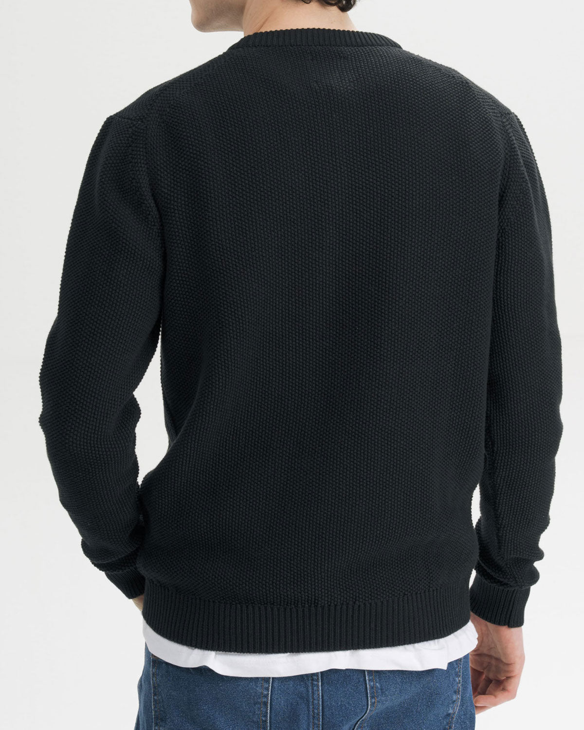 Mela Herren Bio Baumwolle Rundhals Struktur Strickpullover