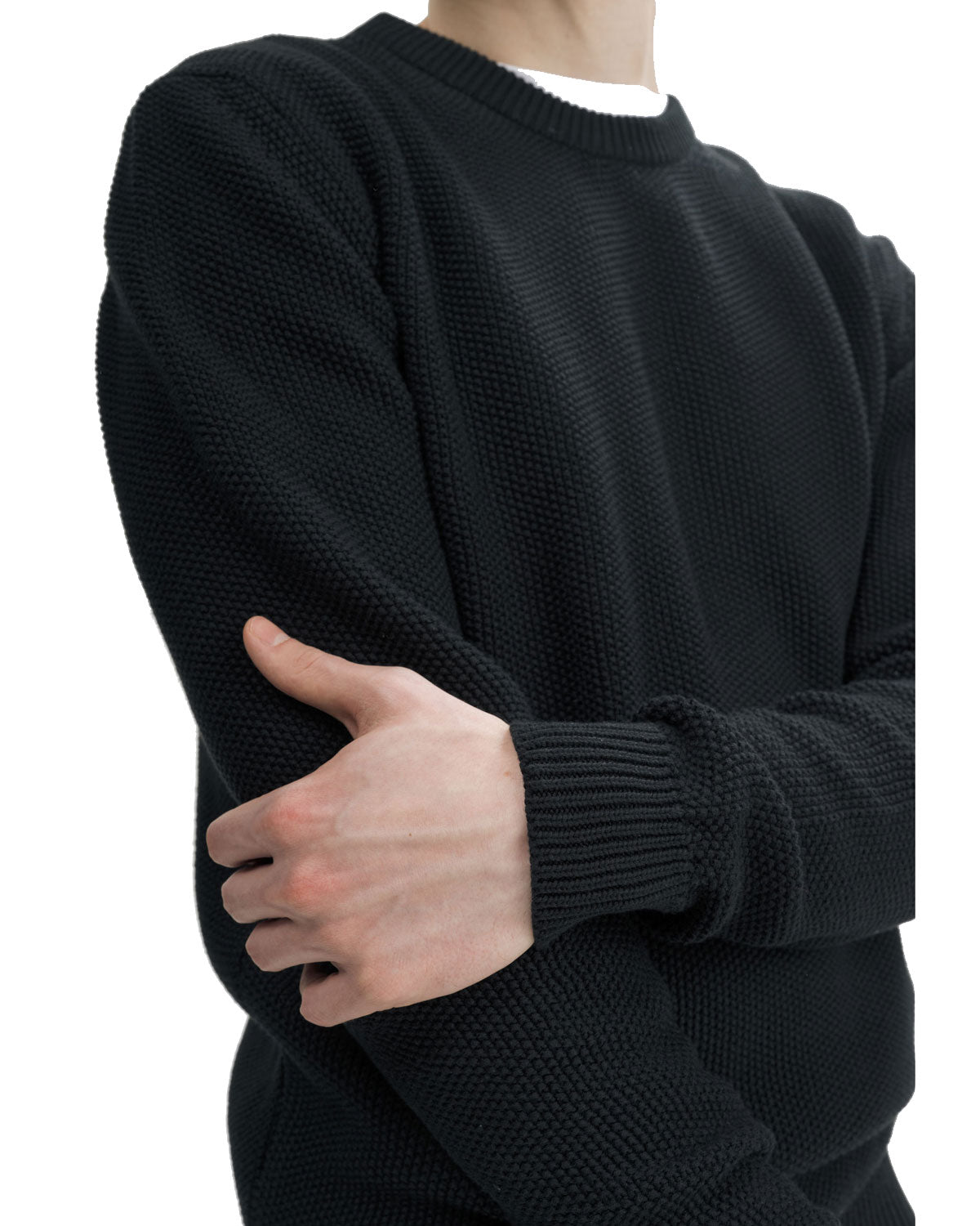 Mela Herren Bio Baumwolle Rundhals Struktur Strickpullover