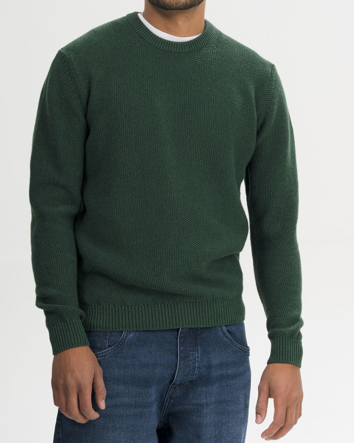 Mela Herren Bio Baumwolle Rundhals Struktur Strickpullover