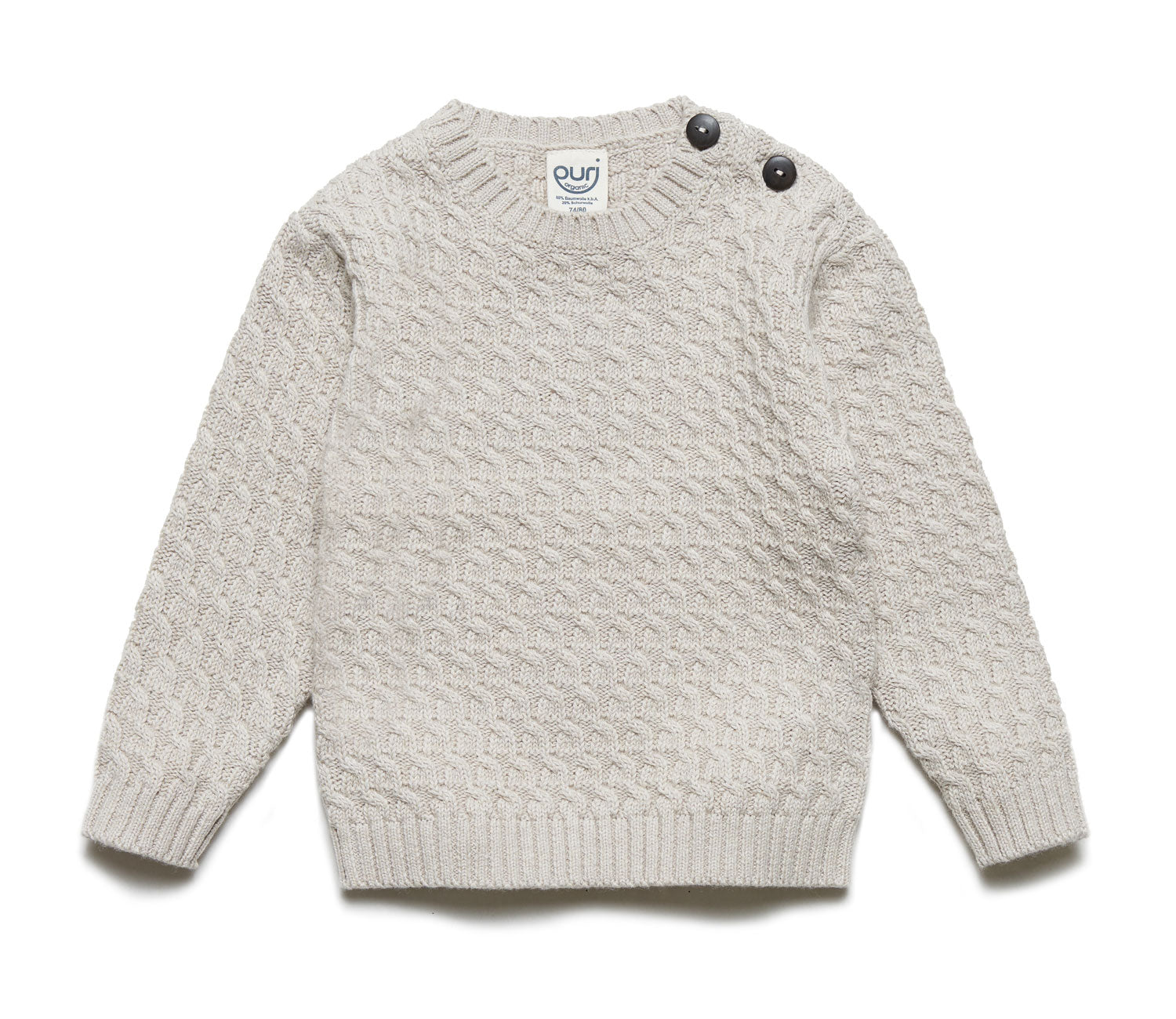 Puri Organic Kinder Pullover Stukturstrick Bio Baumwolle Wolle