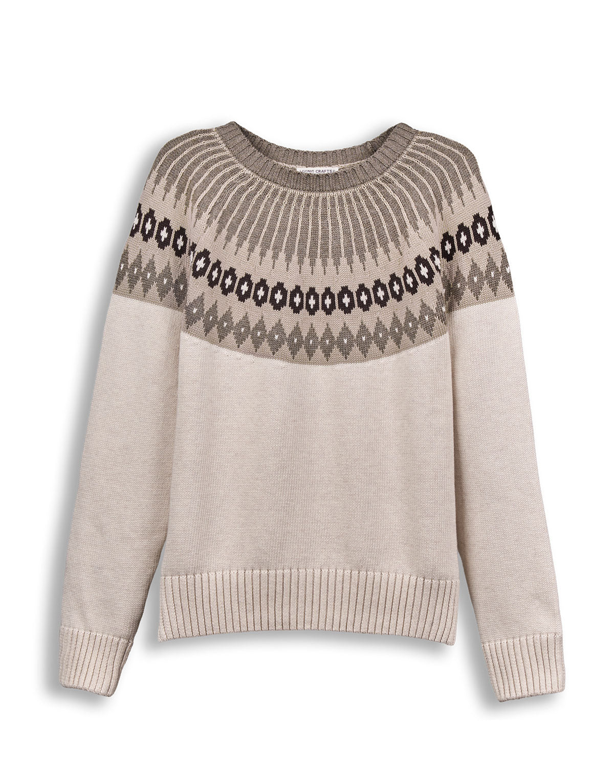 Damen-Jacquard-Pullover Bio-Baumwolle