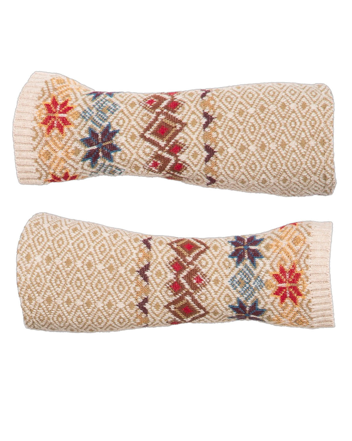 Dunque Damen Jacquard-Handstulpe Schurwolle Baumwolle (Bio)