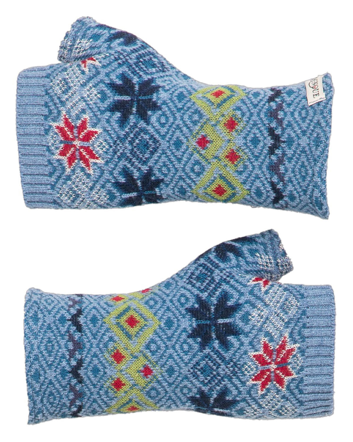 Damen Jacquard-Fingerstulpen Schurwolle Baumwolle (Bio)