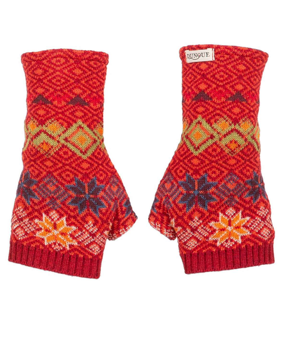 Damen Jacquard-Fingerstulpen Schurwolle Baumwolle (Bio)