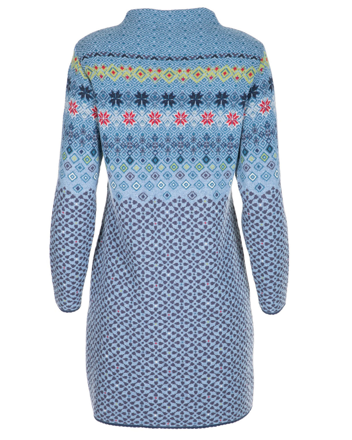 Damen-Jacquard-Kleid mit Kelchkragen Schurwolle Baumwolle (Bio)