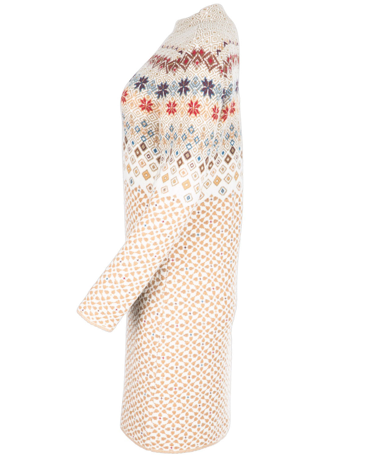 Damen-Jacquard-Kleid mit Kelchkragen Schurwolle Baumwolle (Bio)