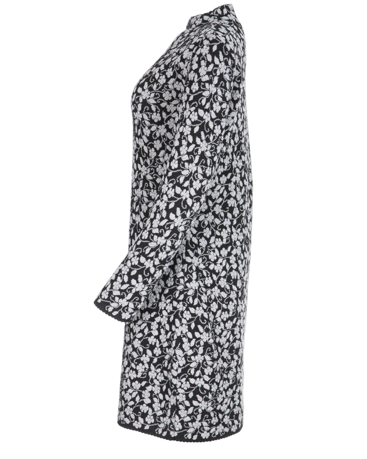 Damen-Cloqué-Jacquard-Kleid Kelchkragen Schurwolle (kbT-Merino) Baumwolle (Bio)