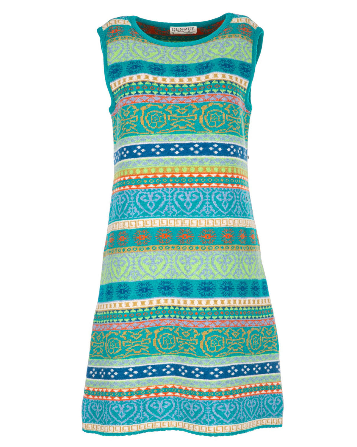 Dunque Damen Jacquard Tunika Kleid reine Schurwolle