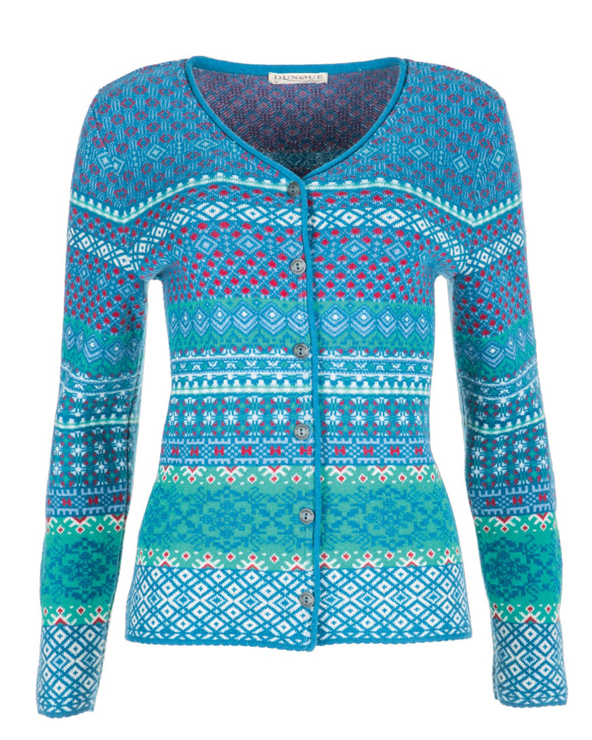 Dunque Damen Jacquard Strickjacke Schurwolle Baumwolle (Bio)