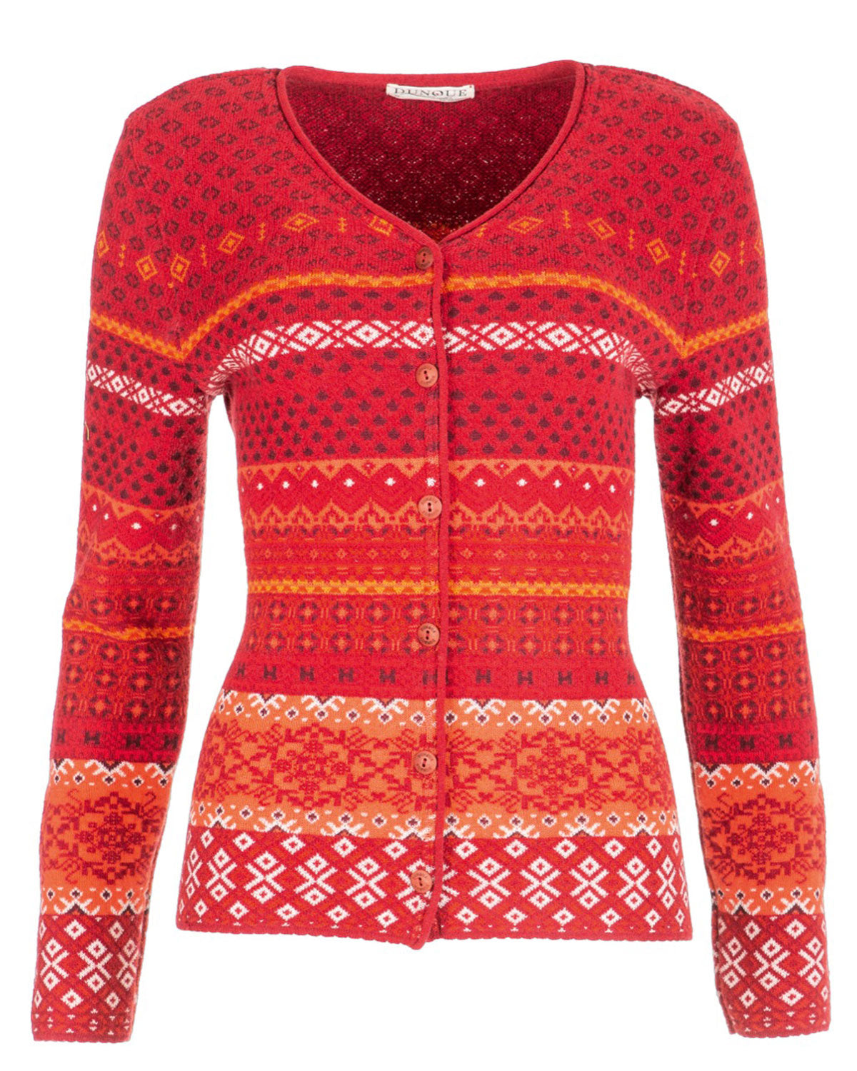 Dunque Damen Jacquard Strickjacke Schurwolle Baumwolle (Bio)