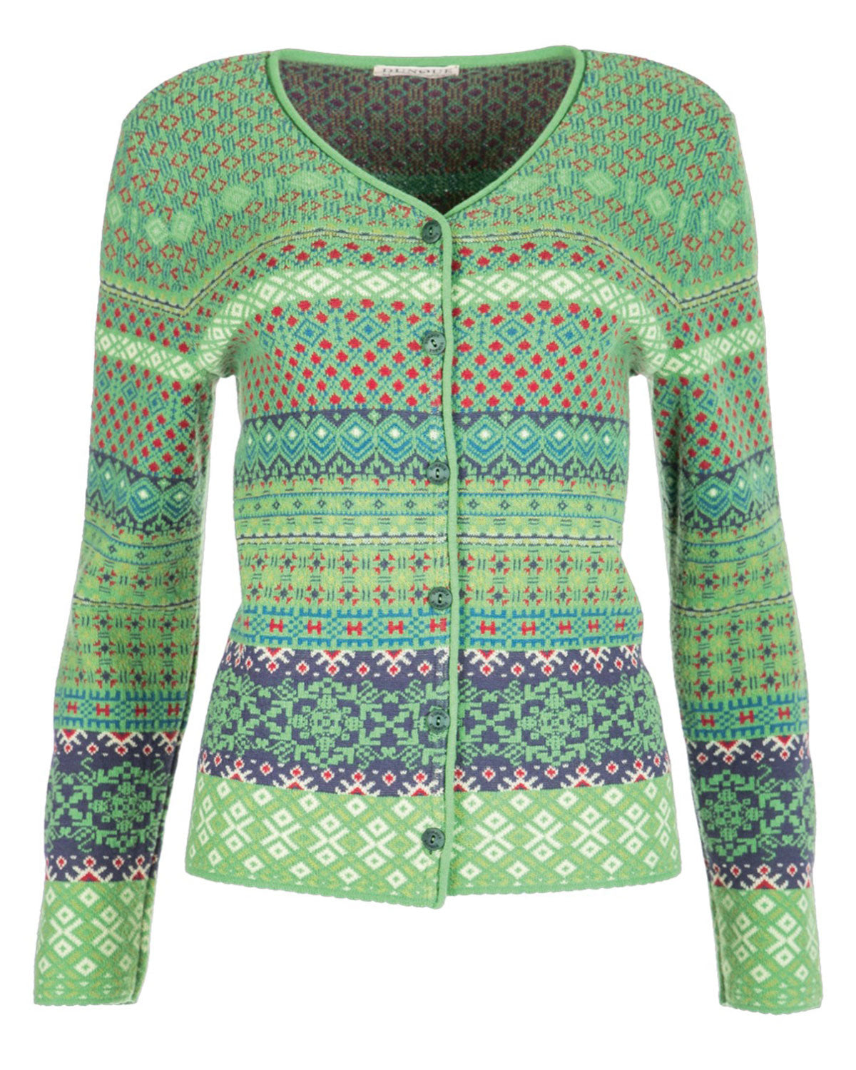 Dunque Damen Jacquard Strickjacke Schurwolle Baumwolle (Bio)