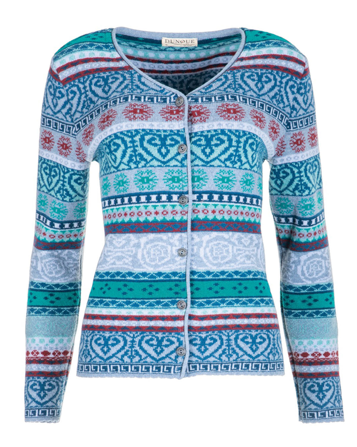 Dunque Damen Jacquard Strickjacke Schurwolle