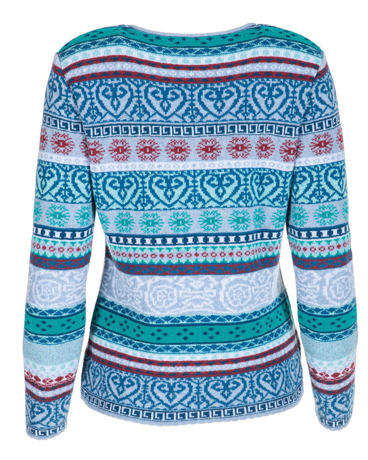 Dunque Damen Jacquard Strickjacke Schurwolle