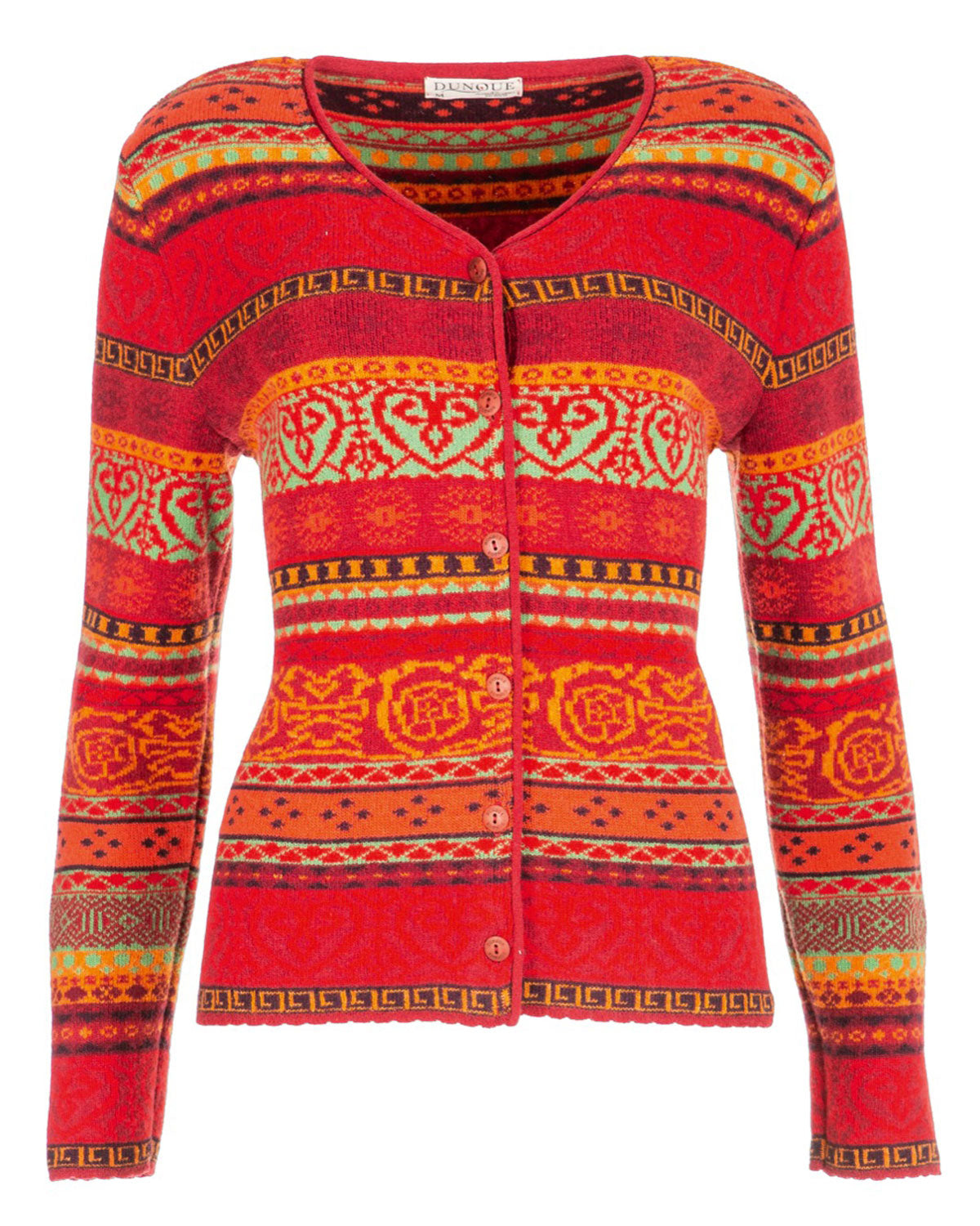 Dunque Damen Jacquard Strickjacke Schurwolle