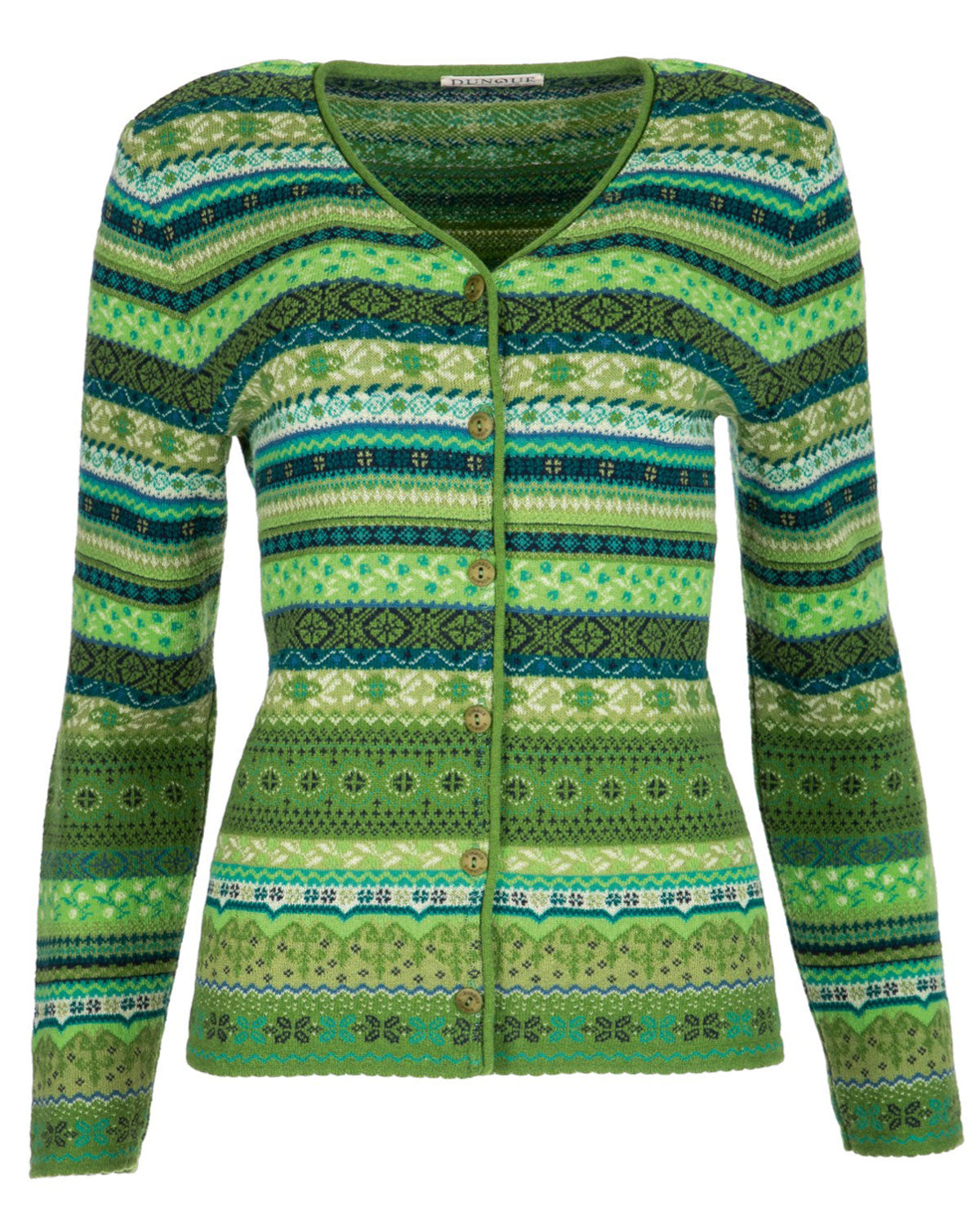 Dunque Damen Jacquard Strickjacke Wolle Bio Baumwolle