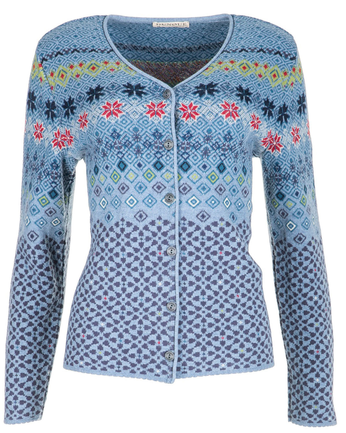 Dunque Damen Jacquard Strickjacke Schurwolle Baumwolle (Bio)