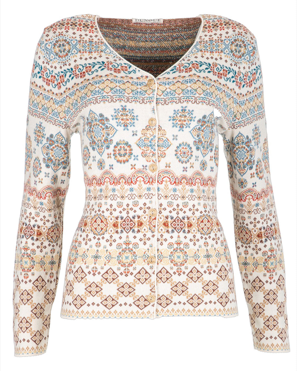Dunque Damen Jacquard Strickjacke Bio Baumwolle