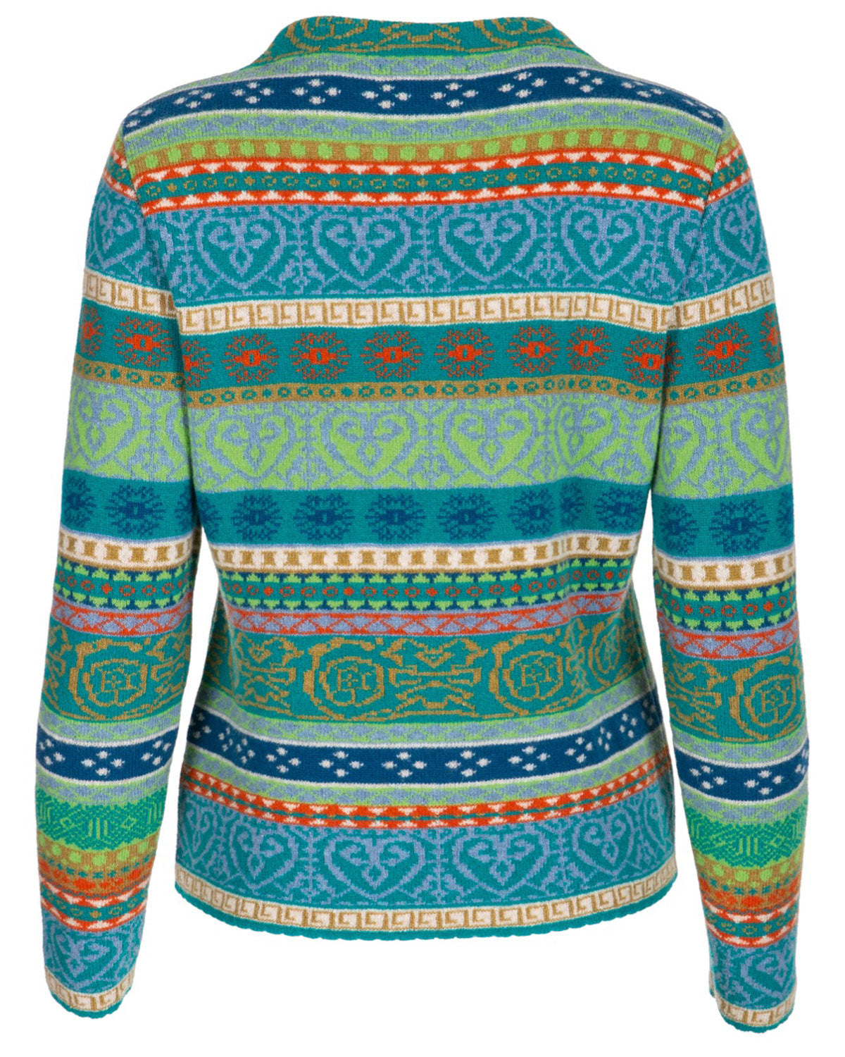 Dunque Damen Jacquard Kelchkragen Pullover Schurwolle