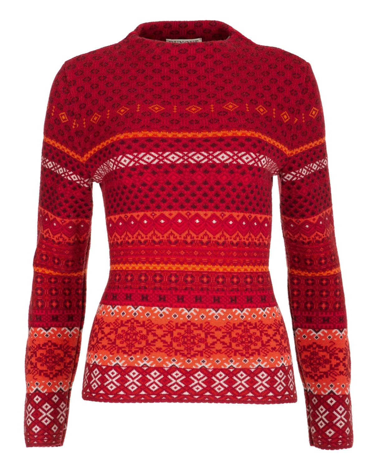 Damen-Jacquard-Pullover mit Kelchkragen Schurwolle Baumwolle (Bio)