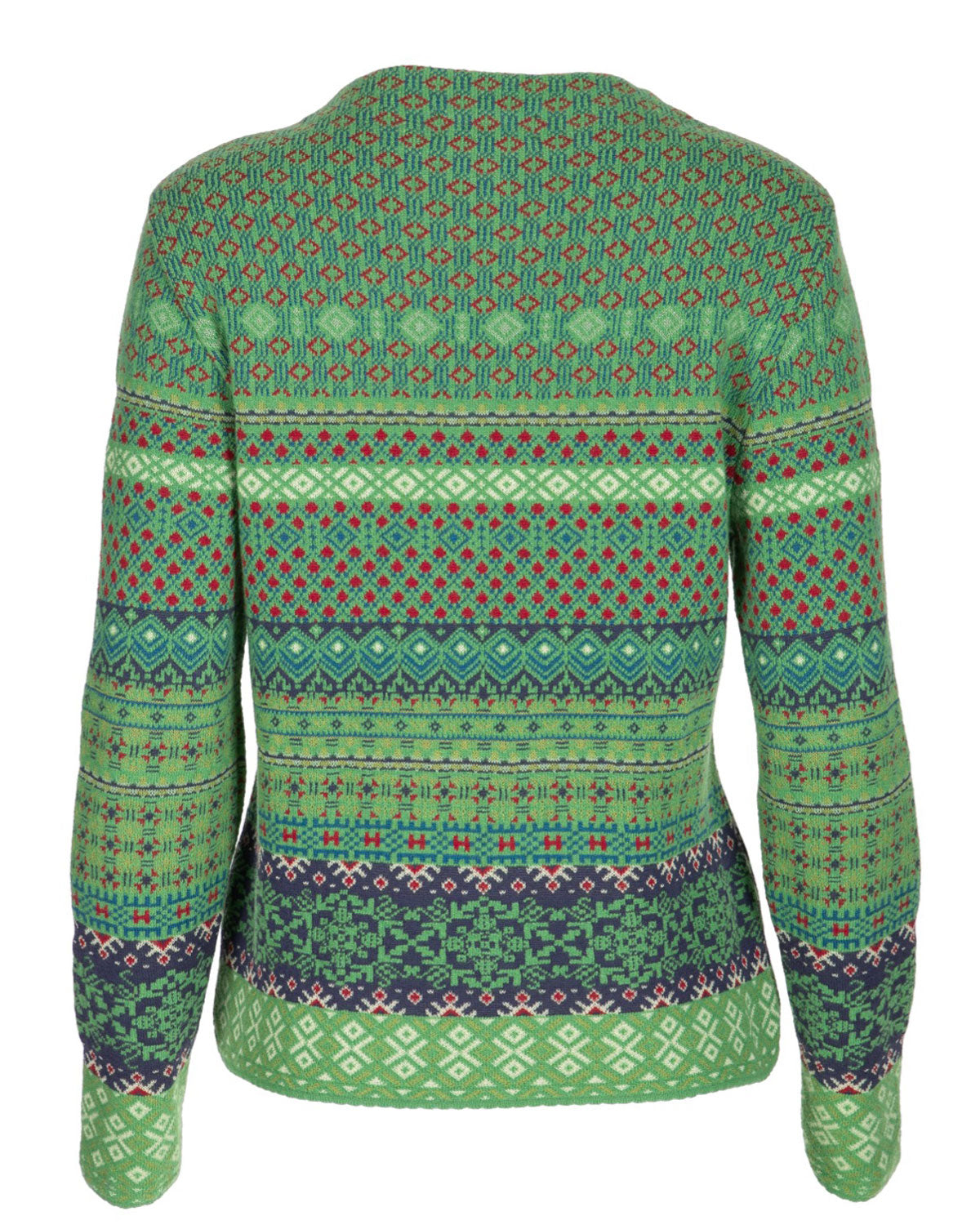 Damen-Jacquard-Pullover mit Kelchkragen Schurwolle Baumwolle (Bio)