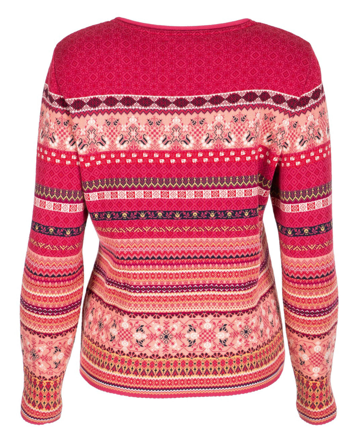 Dunque Damen Jacquard Pullover Rundhals Bio Baumwolle