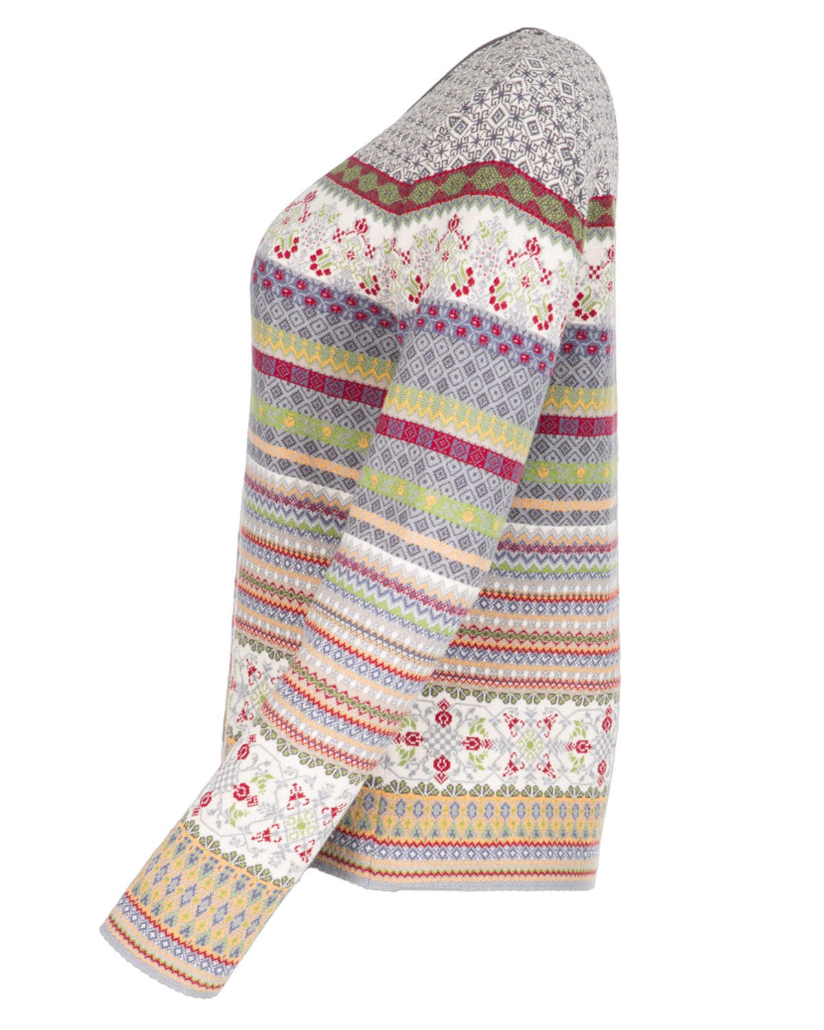 Dunque Damen Jacquard Pullover Rundhals Bio Baumwolle